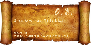 Oreskovics Miletta névjegykártya